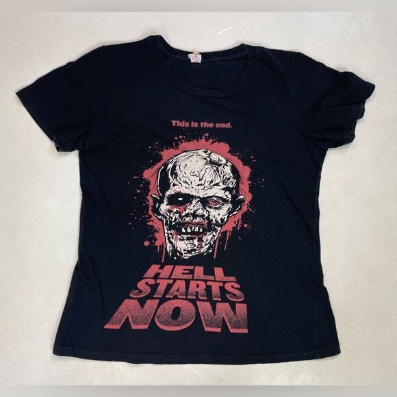Angelspit Hell Starts Now Graphic T-shirt Women Small Black Short Sleeve Music - Picture 1 of 5
